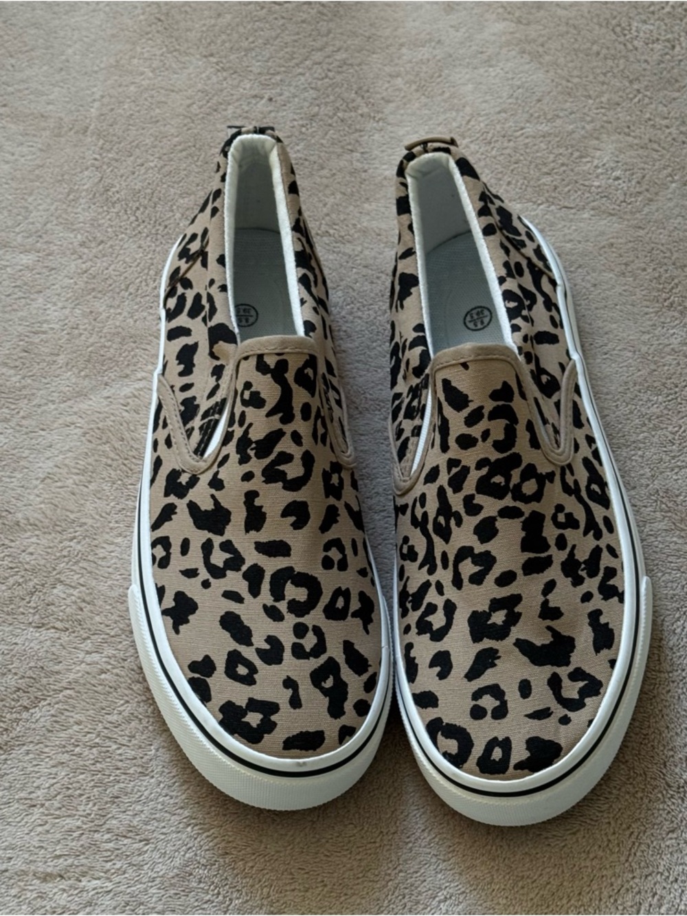 Leopard Print Slip-On Sneakers - Tan & Black